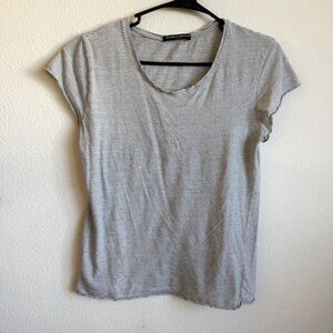 Brandy Melville white black striped scoop neck tee shirt one size